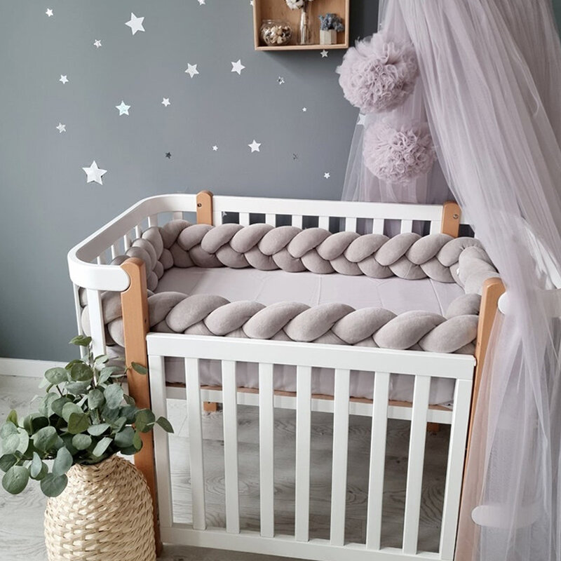 Pare-chocs de lit en tresse pour bébé, oreiller, coussin, protecteur, pare-chocs, décor de chambre, 1-4m