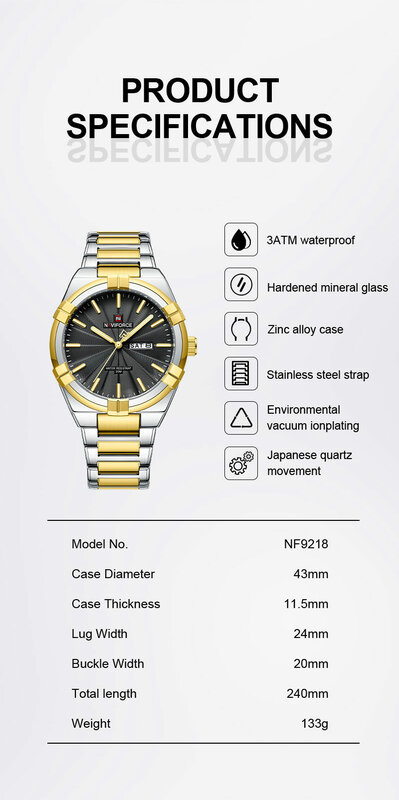 Top Original Brand NAVIFORCE Quartz Watches for Men Luxury Waterproof Stainless Steel Casual Wristwatch 2023 New Fashion Design