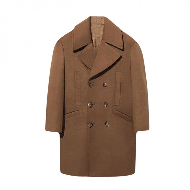 Зимнее длинное шерстяное пальто, мужское свободное корейское модное шерстяное пальто, мужское длинное пальто-Тренч