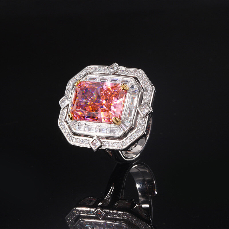 Alto carbono diamante gelo flor quadrado diamante, cobre embutimento temperamento, fundo banhado a ouro fundo, luxo leve, novo