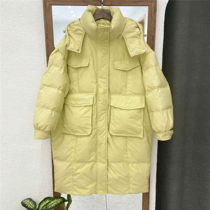 Frauen lange Baumwolle gepolsterte Jacke koreanische Version der neue lose einfarbige Wintermantel Dame plus Größe Mantel ohne Samt