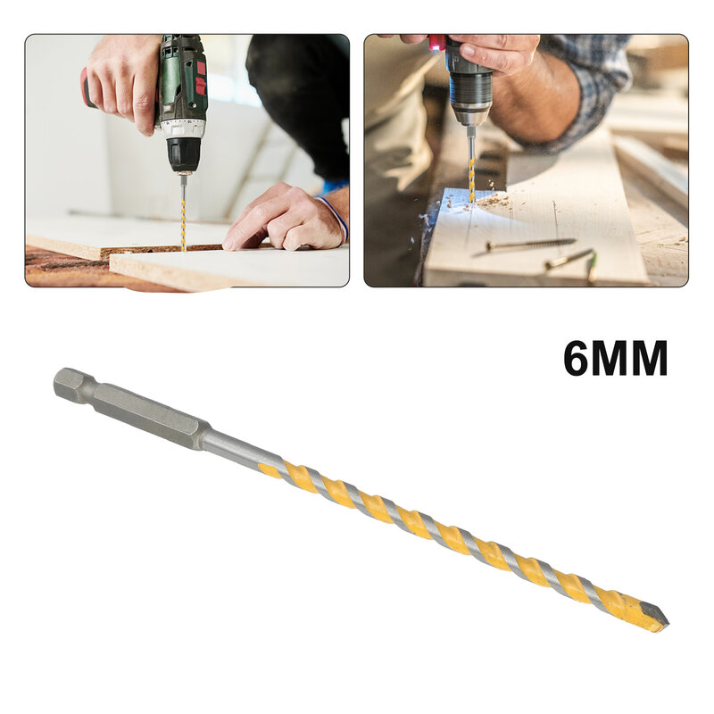 Electric Drill Drill Bit Hand Drill Tungsten Carbide Wear-resistant Yellow 1 Piece 1/4 Inch Hex Shank 160mm Durable