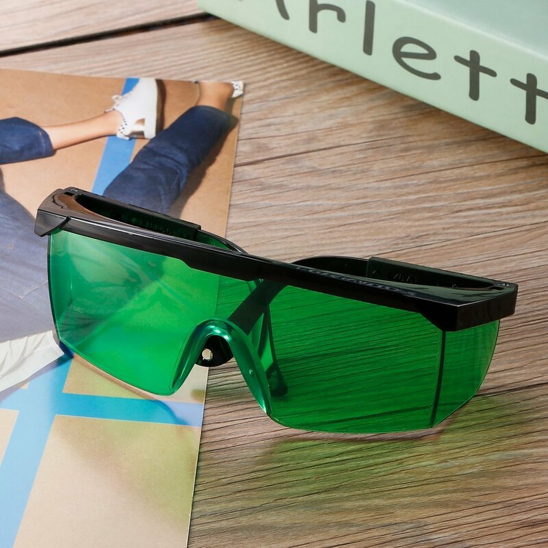Gafas de aumento láser de seguridad, gafas de protección ajustables verdes, gafas con estuche rígido para láser de línea/láser giratorio