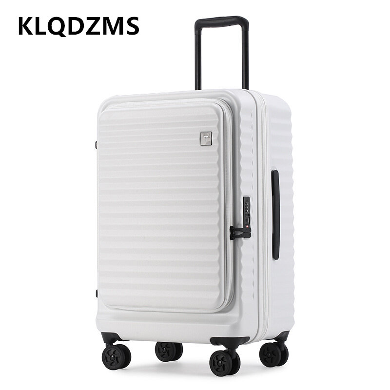 Пластиковый чемодан KLQDZMS, для открытия спереди, для ноутбука, для планшетов, диагональ 24 дюйма, 28 дюймов, высокая емкость, ТРОЛЛЕР, многофункциональный 20-дюймовый чемодан для кабины