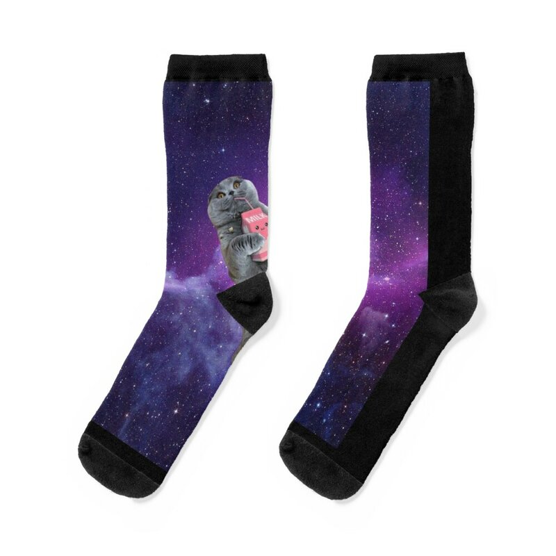 Space Cat Galaxy Cat Snacking calcetines para niños, calcetines de Crossfit para hombres y mujeres, Invierno