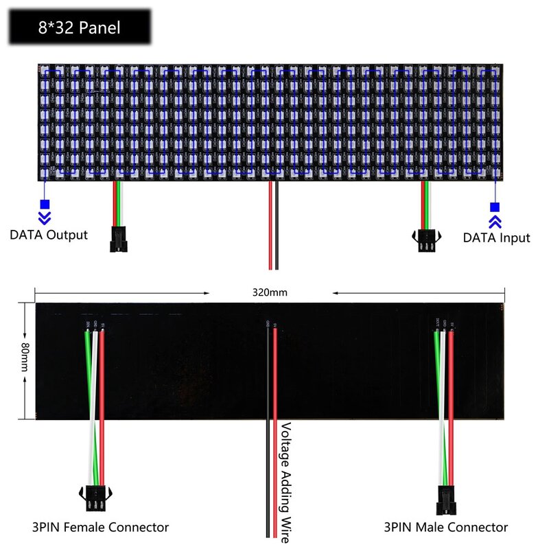Panel de luz LED Digital Flexible, tira de luces direccionable individualmente, RGB, WS2812B, WS2812, 8x8, 16x16, 8x32, módulo de pantalla matricial, 5V, 1 ~ 5 piezas