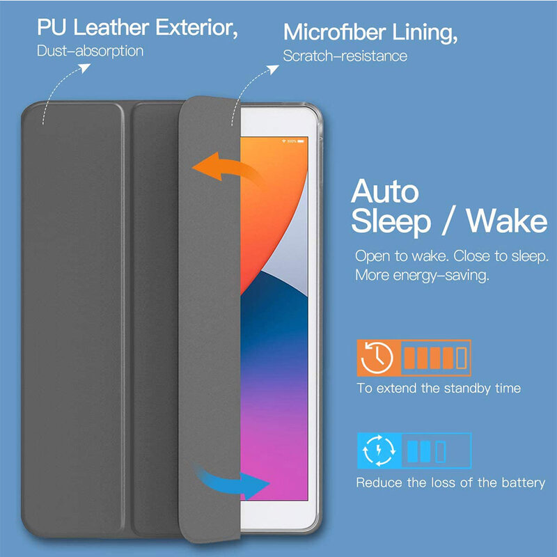 Funda inteligente de cuero PU con tapa magnética triple para tableta Apple iPad Air 2, 9,7, 2014, Air2, A1566, A1567, Auto Wake & Sleep