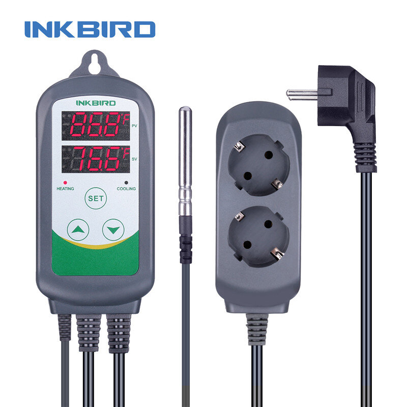 INKBIRD Digital Temperature Controller Thermoregulator ITC-308 AC 110-220V Outlet Thermostat Heat/Cool Control Instrument Sensor