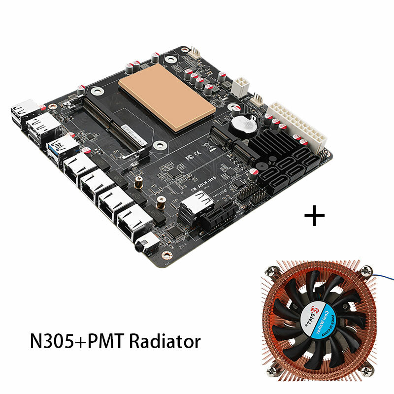 CWWK N100/i3-N305 enam-bay NAS monster board/4x 2.5G/6x SATA3.0/2x M.2 NVMe/115X radiator ITX papan tipe motherboard