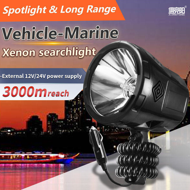 220W High Power Xenon Searchlight Bright 20000LM Flashlight Waterproof LED Spotlight Lantern Outdoor Light
