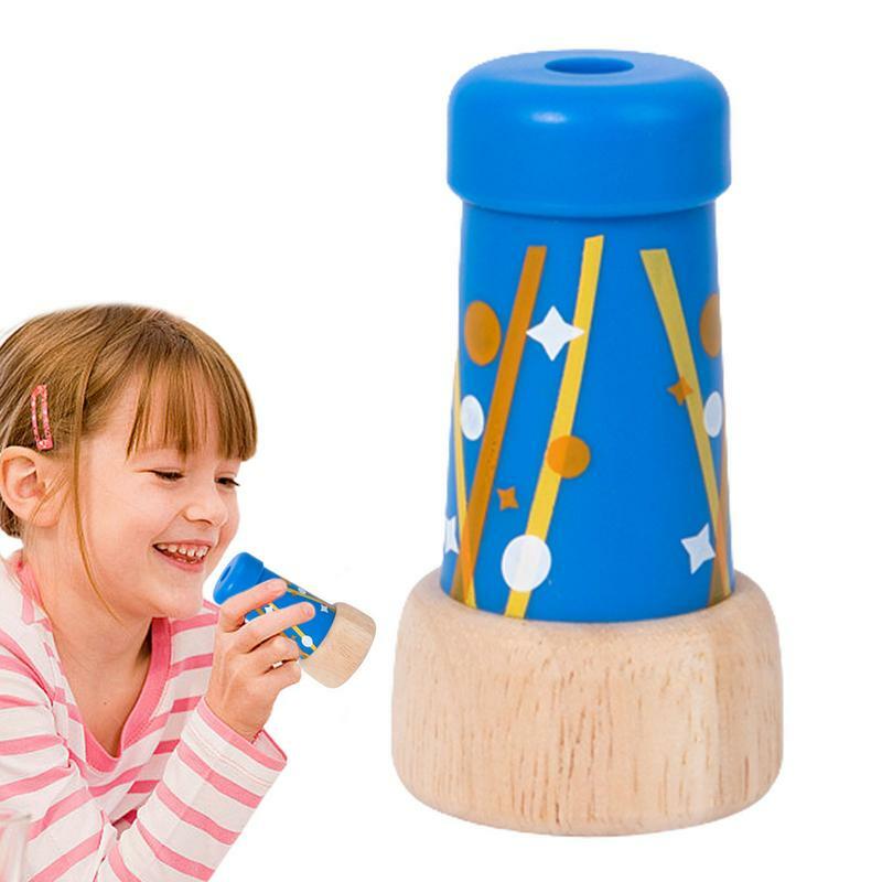 Mainan kaleidoskop, mainan edukasi anak-anak luar ruangan, kayu 360 derajat pemrosesan bulat Vintage Retro