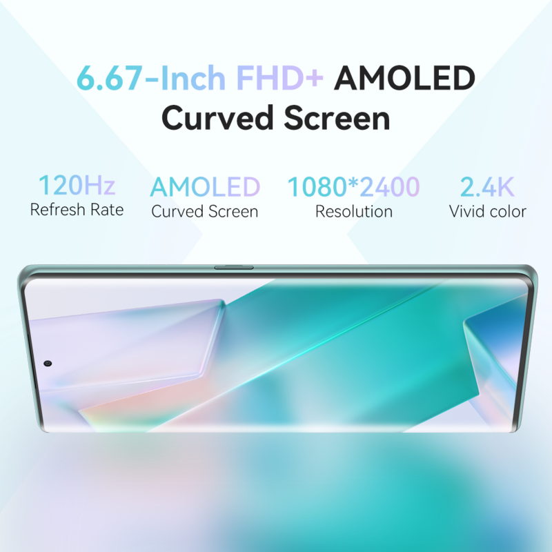 Cubot Hafury Meet, Smartphone Android, 6.67" 120Hz AMOLED Curved Screen, 24GB RAM(12GB+12GB), 256GB ROM, Helio G99,100MP,NFC,