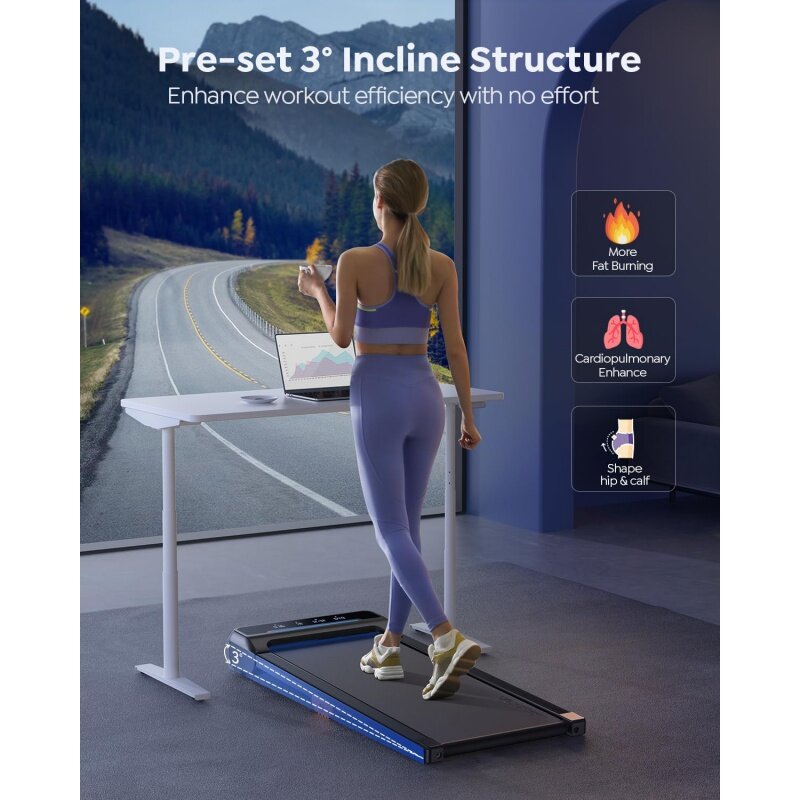 Treadmill di bawah meja, Treadmill berjalan untuk rumah, Treadmill portabel 3 dalam 1, mesin berlari bergulir, aplikasi/Kont jarak jauh