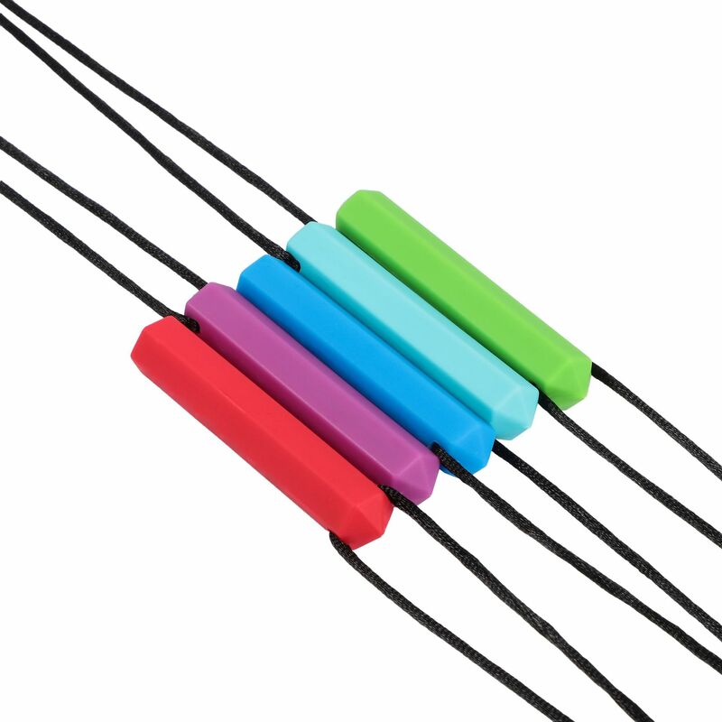 Sensory Crayon New Chew Necklace Teether Long Teething Toys For Autism Kids Silicone Baby Chewing Pendant Boys Girls Molar Stick