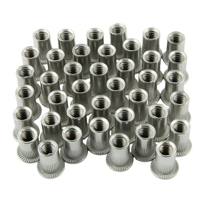 Aço inoxidável Rivet Nuts, Threaded Flat Head, Durável, Decoração Automotiva, Fastener, Thread, 1/4 "-20, 15.5mm Comprimento