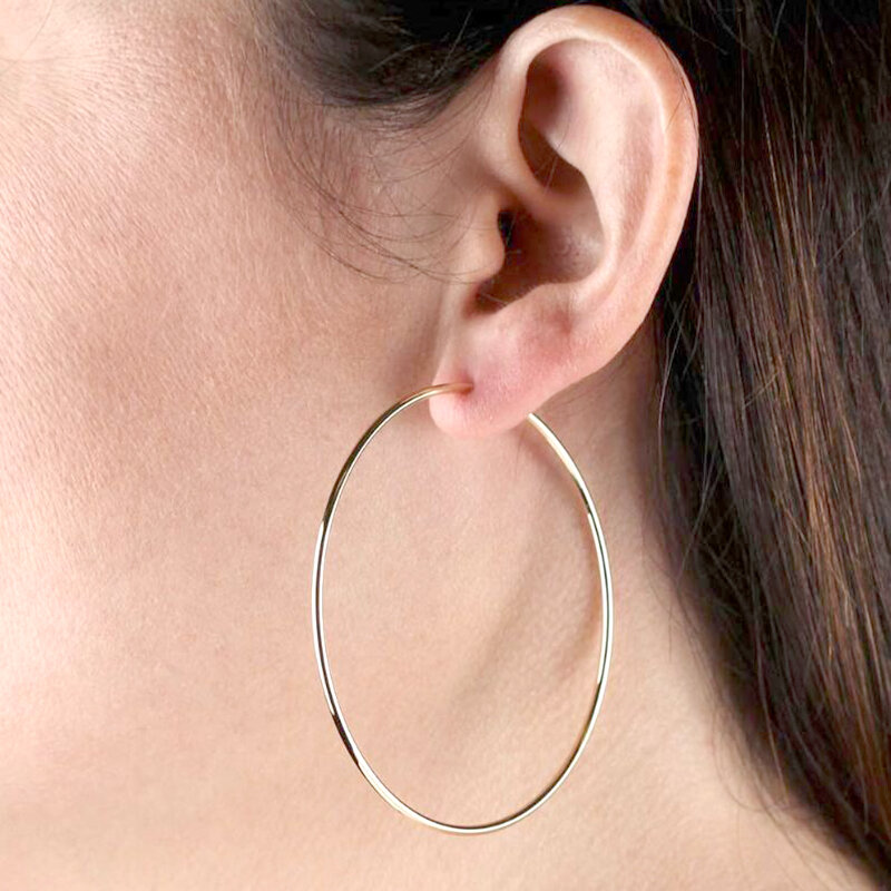 YUXINTOME 925 Sterling Silver Needle Simple Hyperbole Circle Round Hoop Earrings for Women Bohemia Jewelry Girls Pendientes