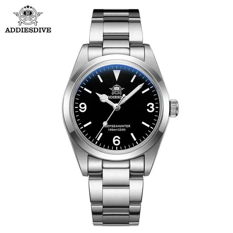 Męski luksusowy zegarek ze stali nierdzewnej ADDIESDIVE szafirowe szkło świecące zegarki kwarcowe 100m do nurkowania Reloj Hombre AD2023