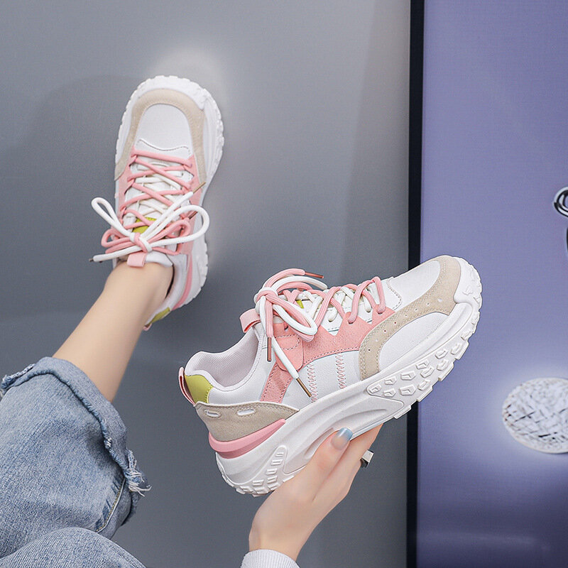 أحذية رياضية كورية متعددة الاستخدامات للنساء ، نعل سميك ، أحذية غير رسمية مرتفعة ، موضة الطلاب ، جديد ، خريف ، 2023