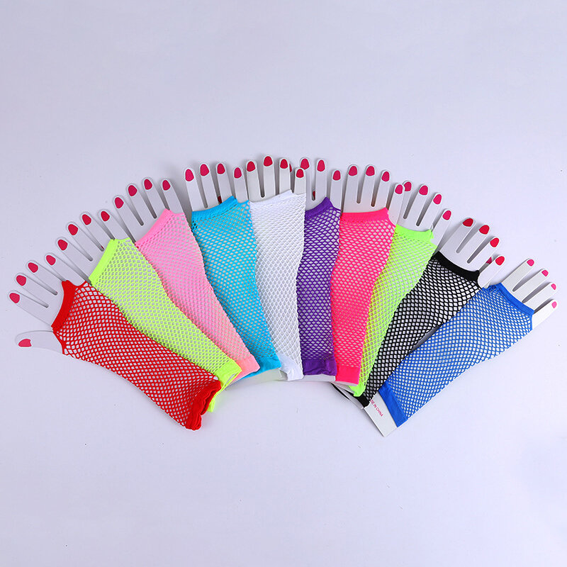Nowe neonowe kabaretki bez palców długie rękawiczki nogawki bransoleta mankiet imprezę damskie seksowne piękne rękawiczki neonowe rękawiczki