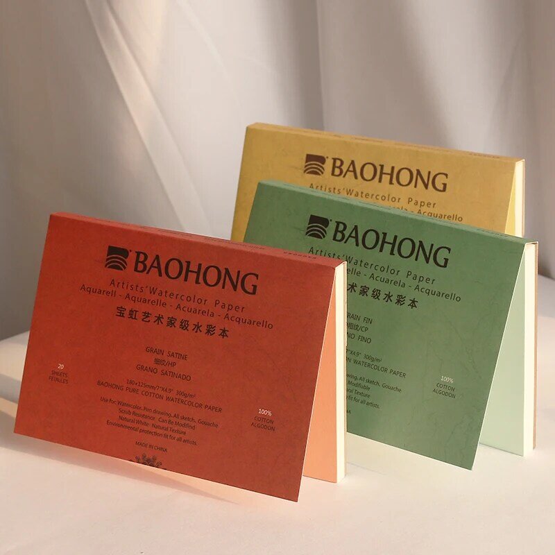 BaoHong-almohadilla de papel de acuarela para artista maestro, pintura de algodón 100%, Gouache acrílico, pluma estilográfica de inyección de tinta, carbón Pastel