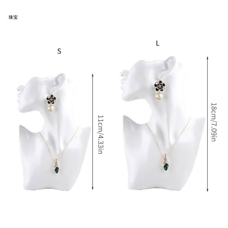 X5QE práctico soporte para anillos y collares, estante exhibición en forma maniquí para amantes joyería