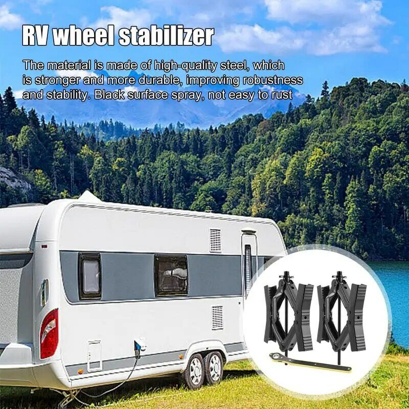Calço de rodas para viagem Trailer, X-Shaped RV Estabilizador, Calços de rodas, Camper Wheel Chocks, Heavy Duty, Camper Tire, 2pcs