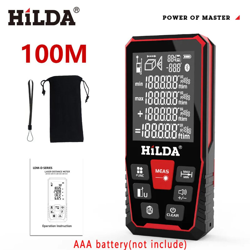 HILDA лазерный дальномер 50 м/100 м/120 м Профессиональный дальномер лазерный дальномер линейка тестовый инструмент