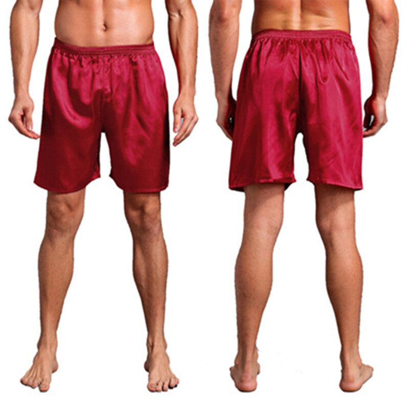 Shorts de pijama cetim tipo seda masculino, pijama casual para casa, fundo do sono, calça pijama, verão