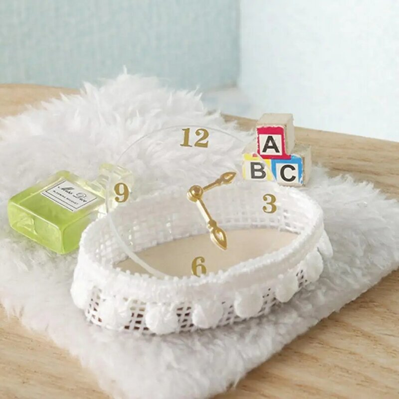 Relógio de parede realista para Dollhouse, Mobiliário modelo em miniatura, Móveis de brinquedo para brincar, Decoração, 1, 12