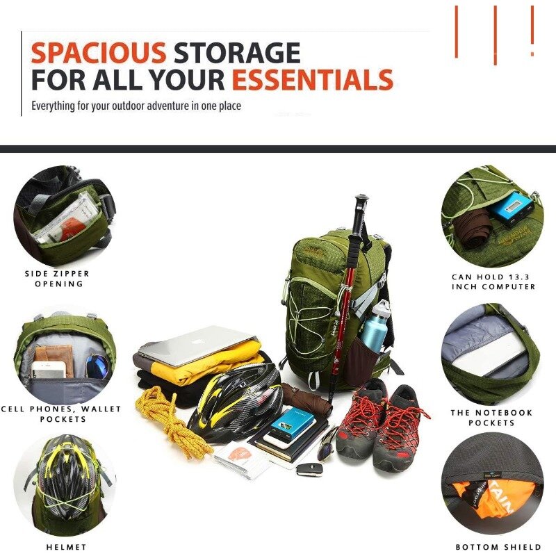 Mochila de senderismo de 30l, mochila desmontable, mochila de viaje para Trekking, ciclismo, escalada y Camping
