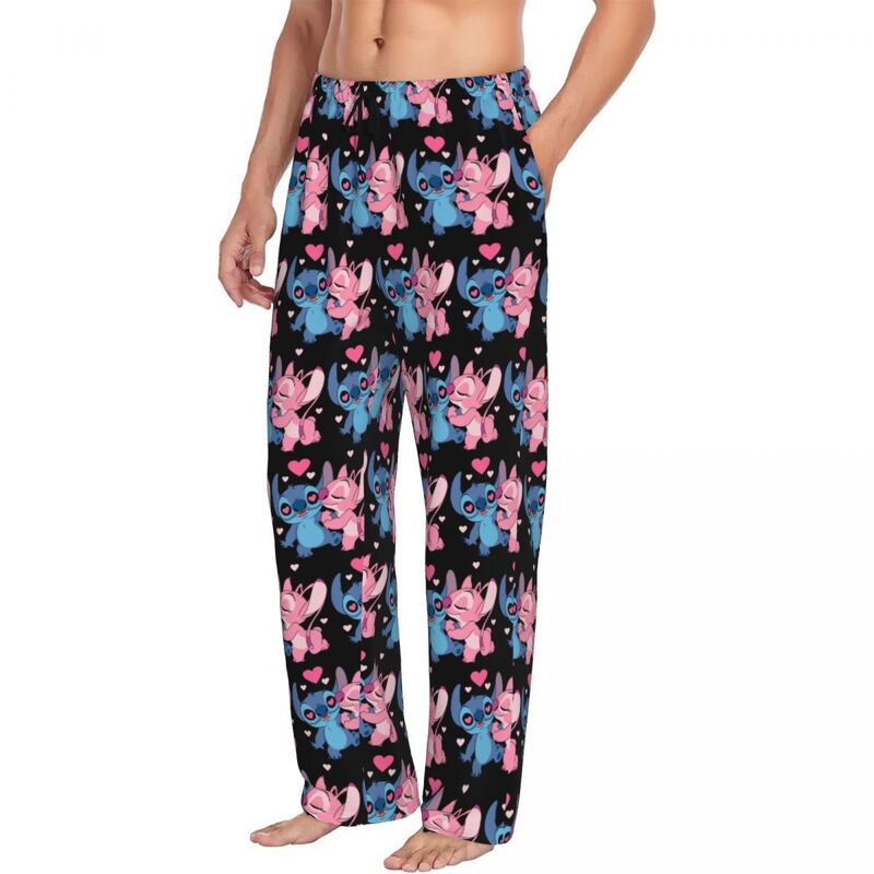 Pantalones de pijama con estampado personalizado de dibujos animados para hombre, ropa de dormir con bolsillos