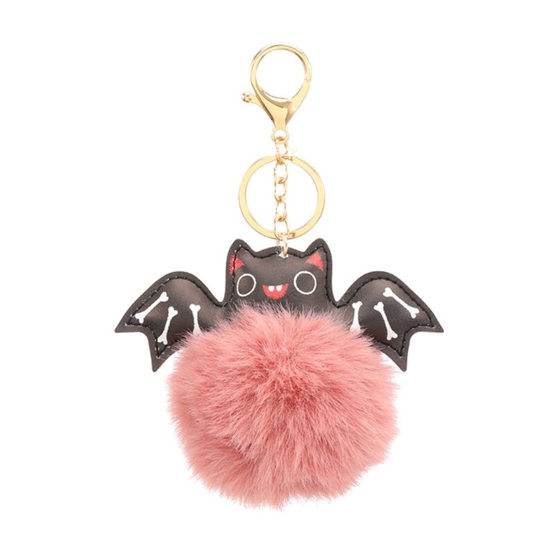 LLavero de murciélago de Halloween, lindo llavero de felpa, llavero con bola de peluche, colgante para bolso, elementos de de de