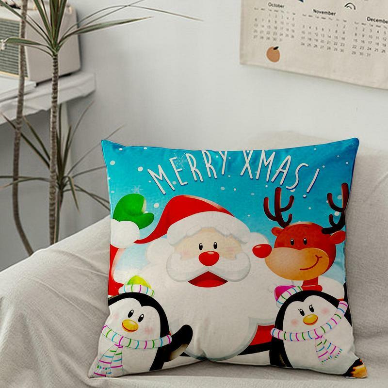 Holiday Throw Pillow Covers Santa Claus Pillow Cases For Christmas Party Christmas Decoration Pillow Covers Reusable Red