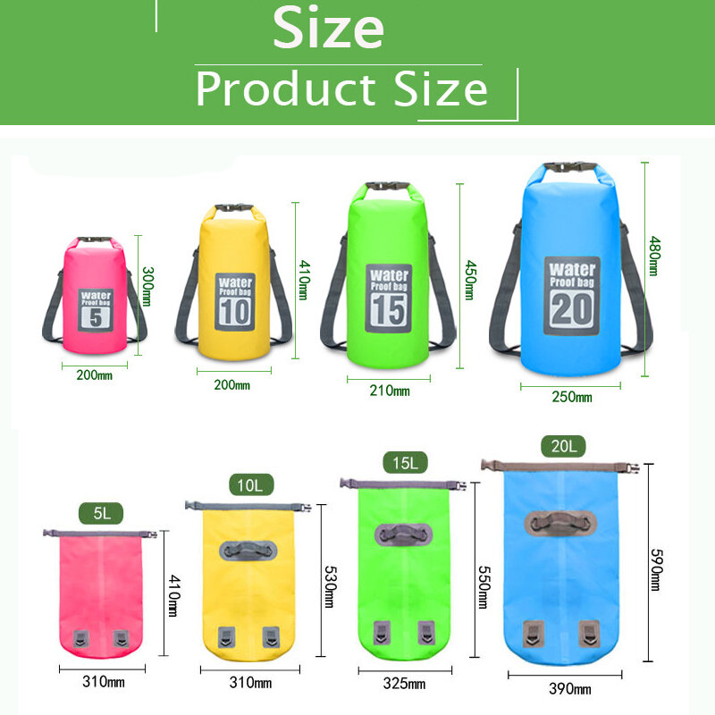 Waterproof Dry Bag Floating Backpack 5L/10L/15L/20L/30L with Waterproof Phone Case for Kayaking Boating Surfing Rafting Fishing