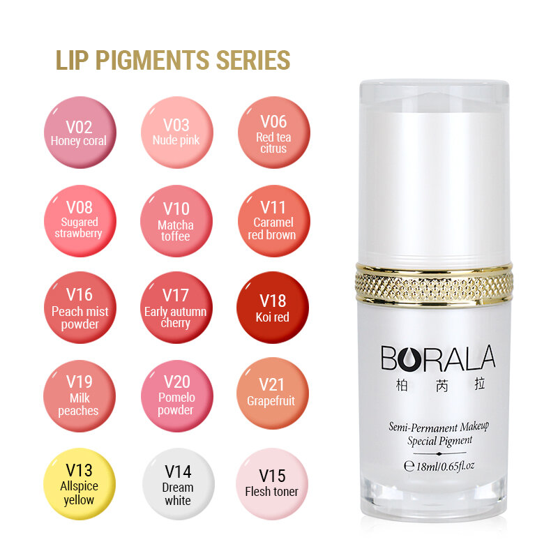 Borala Semi Permanent Makeup 18ML Pigments Tattoo Inks For Lips Eyebrows Eyeliners Body Art Tattoo Supplies Microblading Ink