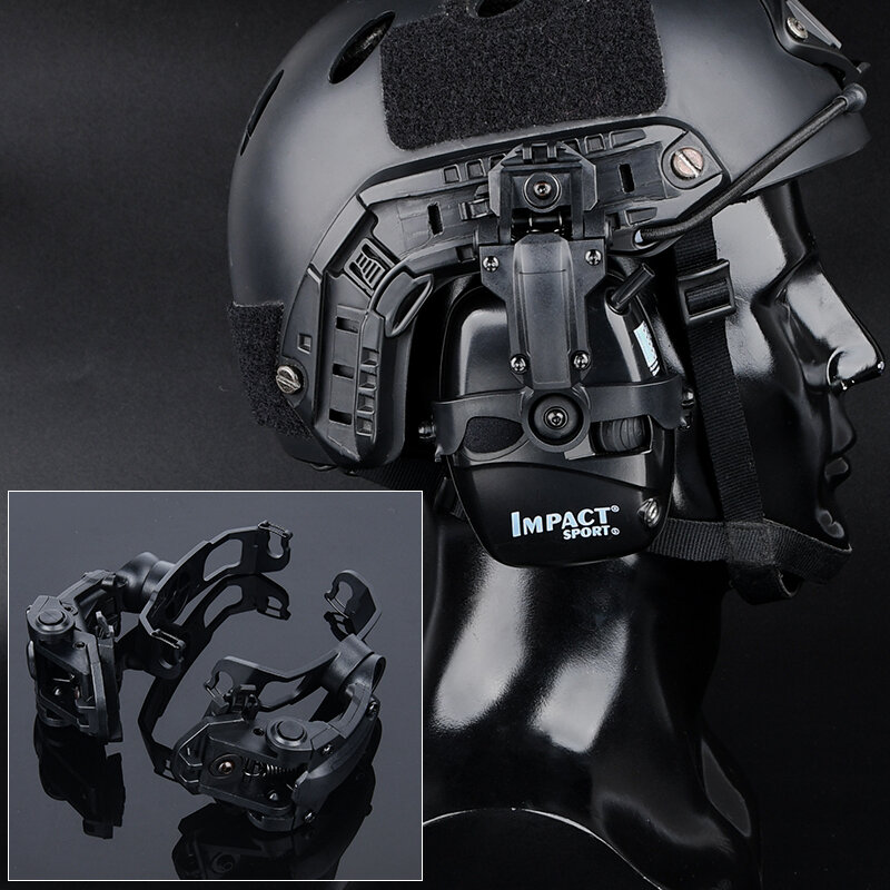 Taktyczny wiszący szybki stojak na słuchawki na kask 360°°Obrotowy uchwyt na słuchawki sportowe Impact Adapter ARCWalker's Razor Headset Mount
