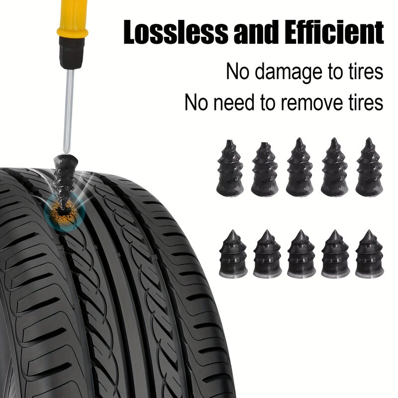 Kit de reparación de neumáticos de coche, herramientas de tapón de perforación, emergencia para tiras de neumáticos, pegamento de agitación