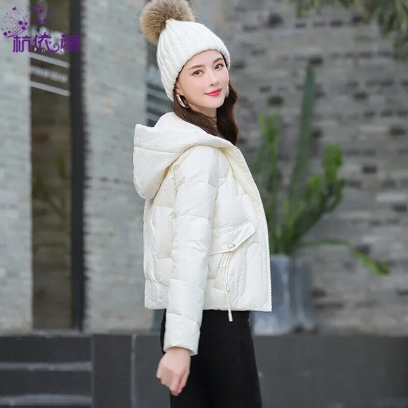 Женские повседневные пальто на белом утином пуху с замком, зима 2022