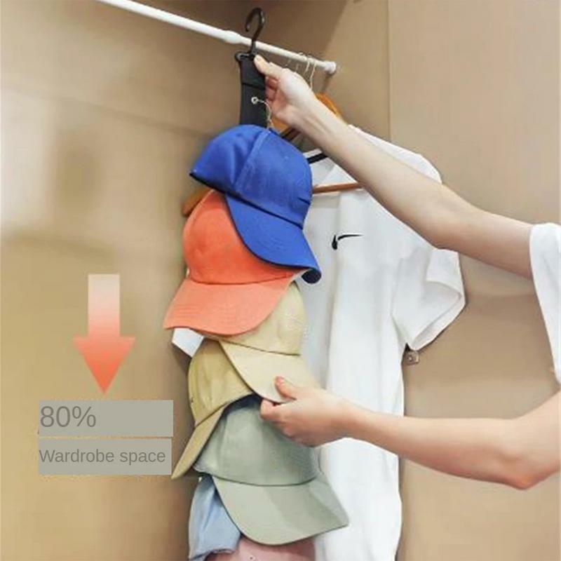 ไม้แขวนหมวกเบสบอลสำหรับตู้เสื้อผ้าติดผนังพร้อมคลิปแขวนที่จัดระเบียบในตู้เสื้อผ้าหมวกปีกกว้าง