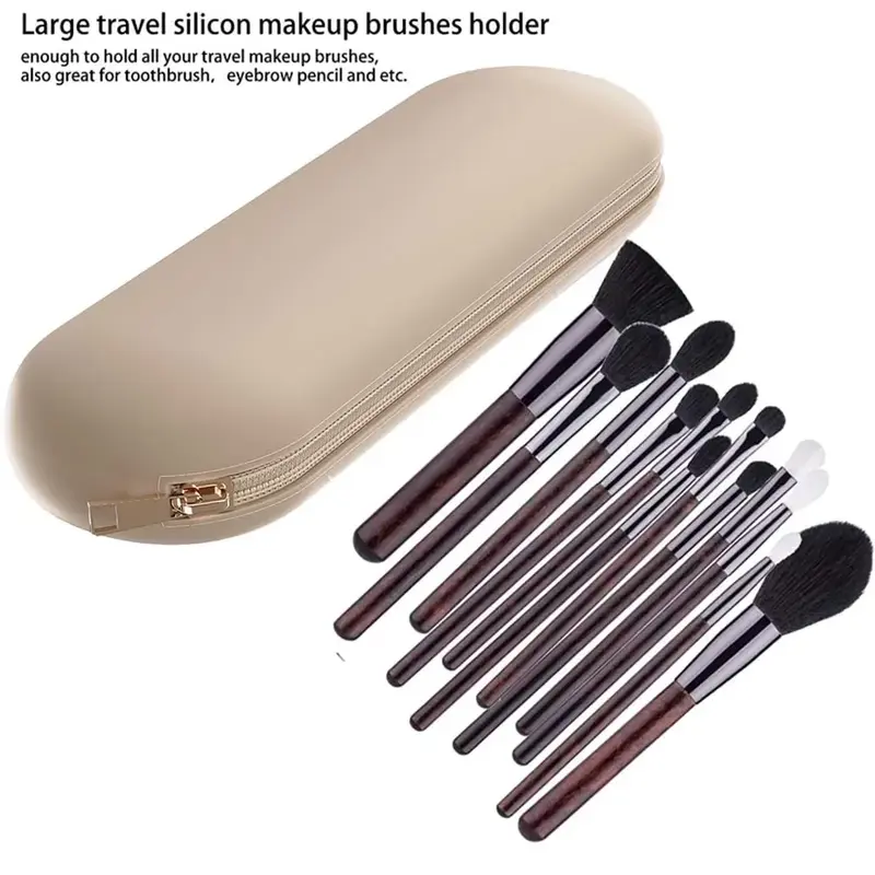 Large Travel Makeup Brush Holder Silicone Cosmetic Brush Organizer Portable Make Up Brushes Storage Case Soft Beauty Brush Bag