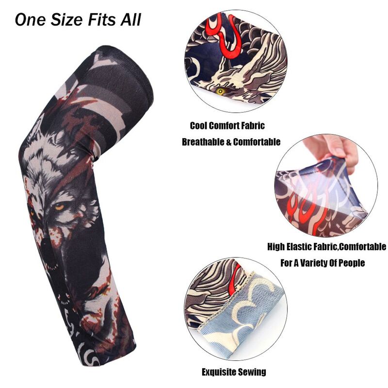 1Pcs Warmer Running Summer Cooling Basketball Outdoor Sport Arm Cover Sun Protection Flower Arm Sleeves Tattoo Arm Sleeves