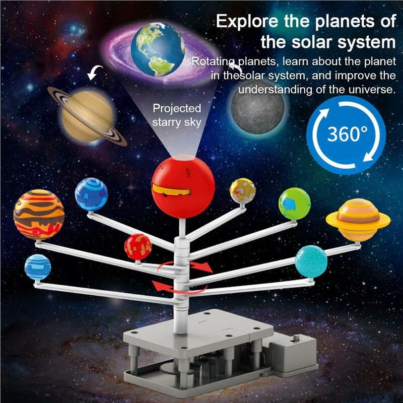 Планетарная модель на солнечной батарее, проектор сферического взаимодействия, обучающая астрономическая сборка для обучения, детский подарок