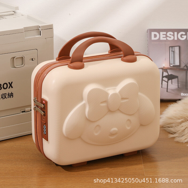 Long-eared Rabbit Suitcase, Cute Bow, 14 Inch Mini Suitcase, Makeup Case, Souvenir Box, Zipper, Wedding Box