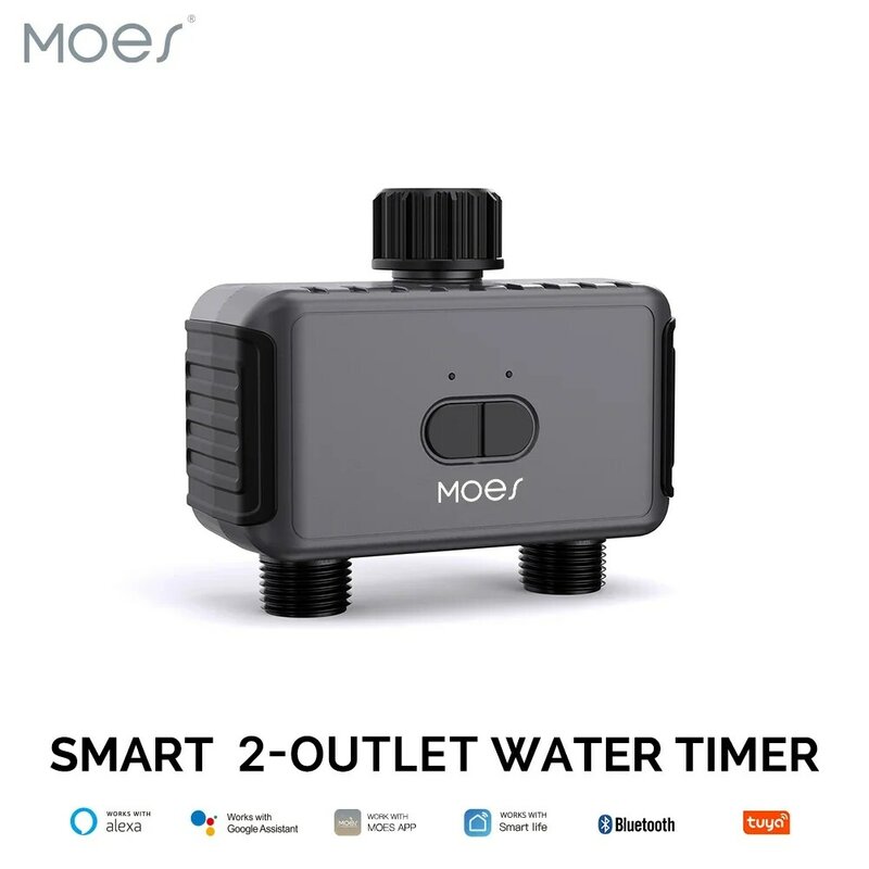 Moes Bluetooth Smart 2-Wege-Wasserventil, Gartens prinkler, programmier barer Timer, Filter, Regen verzögerung, automatische Bewässerungs steuerung