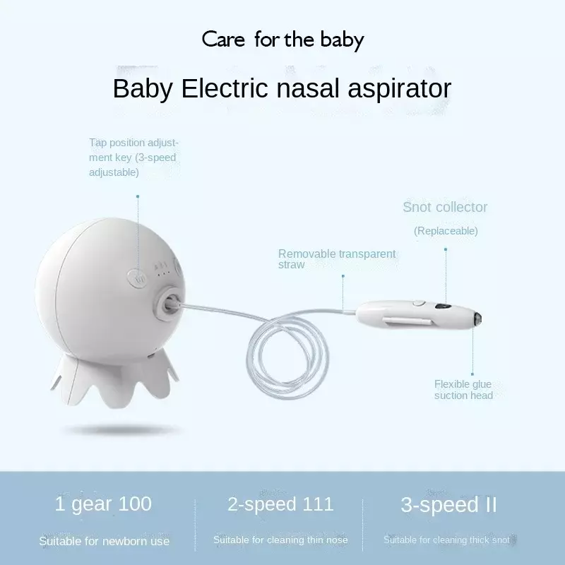 충전식 아기 비강 코 흡인기, 조정 가능한 흡입 건강 관리, 신생아 유아용 전기 안전 코 클리너 도구