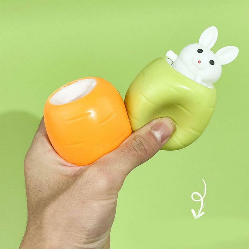 Kawaii coniglio carota spremere giocattolo cartone animato sorpresa coniglietto bambola divertente giocattoli sensoriali per bambini adulti antistress