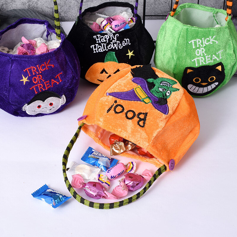 Mochila de Abóbora Portátil para Crianças, Bolsa de Ombro, Candy Bag, Trick or Treat, Happy Halloween Day Gift, Bonito