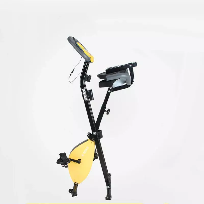Bicicleta de ejercicio magnética plegable, bici vertical con resistencia ajustable de pulso y altura del asiento para uso en interiores, ahorro de espacio