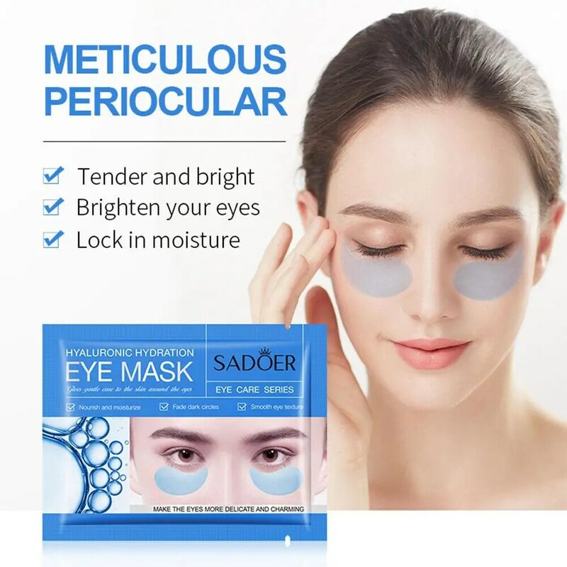 Máscara de olho hidratante do ácido hialurónico, anti círculos escuros, remendos do Anti-enrugamento, cuidados com a pele para os olhos, 10 pares
