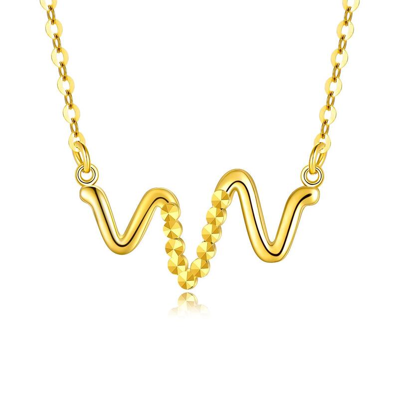 Yfn 18k sólido ouro batimento cardíaco colar para as mulheres real ouro lifeline pingente amor jóias aniversário mães dia presente 18 polegada